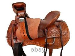 Used Western Saddle Roping Ranch Horse Wade Tooled Leather Tack Set 15 16 17 18