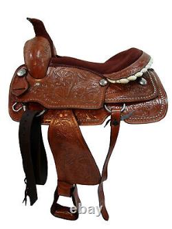 Used Western Saddle Roping Ranch Pleasure Floral Tooled Leather Tack 15 16 17 18