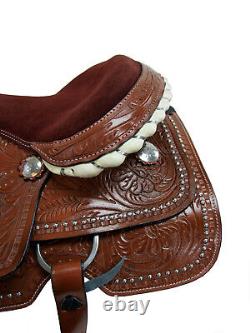 Used Western Saddle Roping Ranch Pleasure Floral Tooled Leather Tack 15 16 17 18