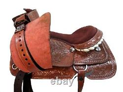 Used Western Saddle Roping Ranch Pleasure Floral Tooled Leather Tack 15 16 17 18
