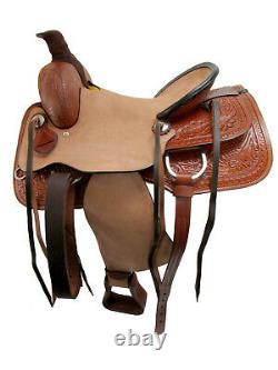 Used Western Saddle Roping Ranch Pleasure Tooled Leather Rodeo Cowboy 15 16 17