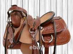 Used Western Saddle Roping Ranch Pleasure Tooled Leather Rodeo Cowboy 15 16 17