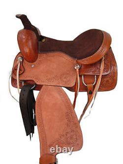 Used Western Saddle Roping Ranch Tooled Leather Horse Pleasure Tack 15 16 17 18