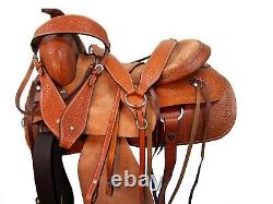 Used Western Saddle Roping Roper Ranch Hard Seat Horse Leather Tack 15 16 17 18