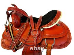 Used Western Saddle Trail Horse Barrel Racing Tooled Leather Tack 15 16 17 18