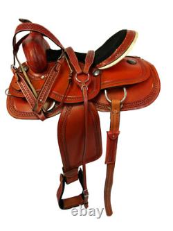 Used Western Saddle Trail Horse Barrel Racing Tooled Leather Tack 15 16 17 18