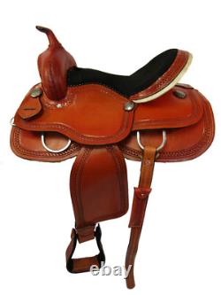 Used Western Saddle Trail Horse Barrel Racing Tooled Leather Tack 15 16 17 18