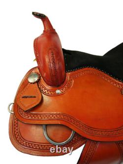 Used Western Saddle Trail Horse Barrel Racing Tooled Leather Tack 15 16 17 18