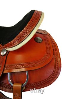 Used Western Saddle Trail Horse Barrel Racing Tooled Leather Tack 15 16 17 18