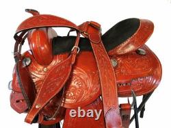 Used Western Saddle Trail Pleasure Detailed Floral Tooled Leather Tack Set 16