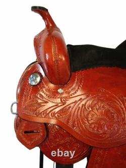 Used Western Saddle Trail Pleasure Detailed Floral Tooled Leather Tack Set 16