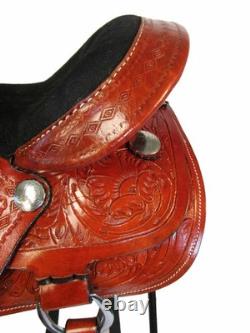 Used Western Saddle Trail Pleasure Detailed Floral Tooled Leather Tack Set 16