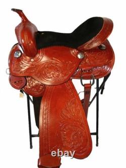 Used Western Saddle Trail Pleasure Detailed Floral Tooled Leather Tack Set 16