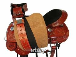 Used Western Saddle Trail Pleasure Detailed Floral Tooled Leather Tack Set 16