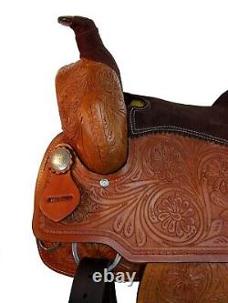 Used Western Saddle Trail Pleasure Floral Tooled Leather Horse Tack 15 16 17 18