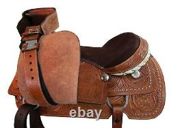 Used Western Saddle Trail Pleasure Floral Tooled Leather Horse Tack 15 16 17 18