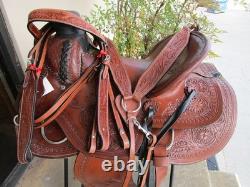 Used Western Saddle Trail Pleasure Hard Seat Leather Barrel Racing 15 16 17 18