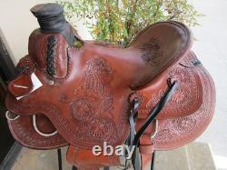 Used Western Saddle Trail Pleasure Hard Seat Leather Barrel Racing 15 16 17 18