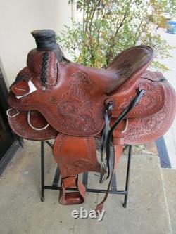 Used Western Saddle Trail Pleasure Hard Seat Leather Barrel Racing 15 16 17 18