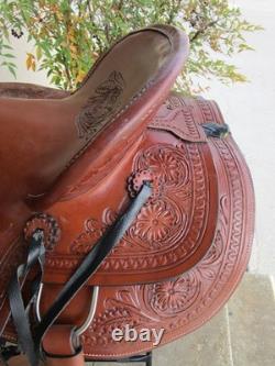 Used Western Saddle Trail Pleasure Hard Seat Leather Barrel Racing 15 16 17 18