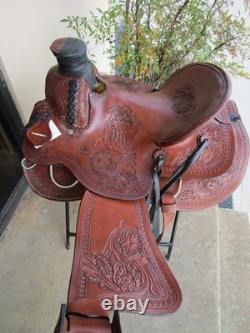 Used Western Saddle Trail Pleasure Hard Seat Leather Barrel Racing 15 16 17 18