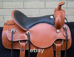 Used Western Trail Saddle Horse Pleasure Floral Tooled Leather Tack 18 17 16 15