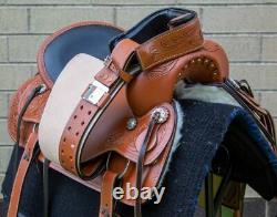 Used Western Trail Saddle Horse Pleasure Floral Tooled Leather Tack 18 17 16 15