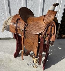 Used Y O Ranch High back Cowboy Saddle