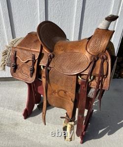 Used Y O Ranch High back Cowboy Saddle