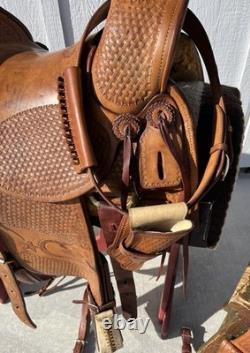Used Y O Ranch High back Cowboy Saddle