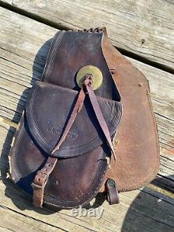 Used/antique Collins & Morrison leather Western saddle bags