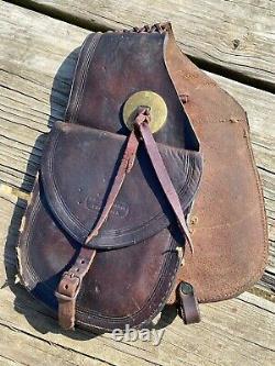 Used/antique Collins & Morrison leather Western saddle bags