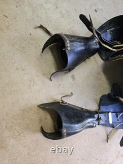 Used older 15 Black leather Parade Saddle with Tapaderos and Silver Studs #1201