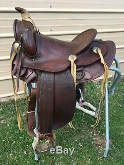 Used/vintage 14.5 Bona Allen slick seat Western saddle US made