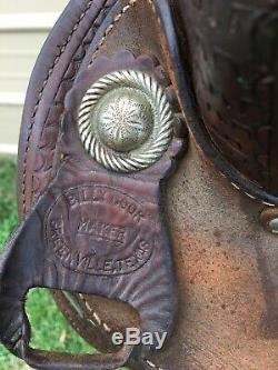 Used/vintage 14 Billy Cook Western barrel saddle withrough out fenders, US made