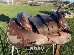 Used /vintage 15 Circle Y silver laced /tooled Western reining saddle US made Used /vintage 15 Circle Y silver laced /tooled Western reining saddle US made