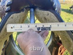 Used /vintage 15 Circle Y silver laced /tooled Western reining saddle US made Used /vintage 15 Circle Y silver laced /tooled Western reining saddle US made