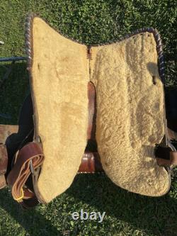 Used /vintage 15 Circle Y silver laced /tooled Western reining saddle US made