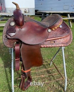 Used /vintage 15 good quality silver laced Western saddle US made