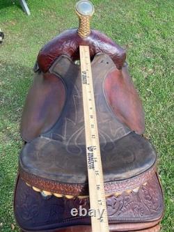 Used /vintage 15 good quality silver laced Western saddle US made