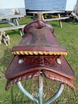 Used /vintage 15 good quality silver laced Western saddle US made