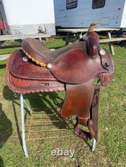Used /vintage 15 good quality silver laced Western saddle US made