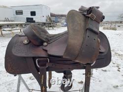 Used/vintage 16 Western roping saddle US made