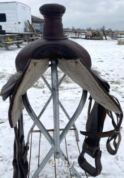 Used/vintage 16 Western roping saddle US made