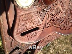 Used/vintage Imperial15 tooled leather Western trail / pleasure saddle US made