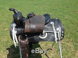 Used/vintage/antique 14.5 Ozark Western hard seat black parade/pleasure saddle