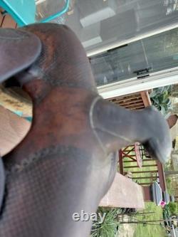 Used western horse saddle leather 16