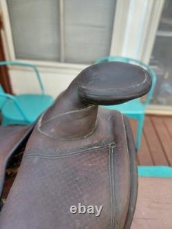 Used western horse saddle leather 16