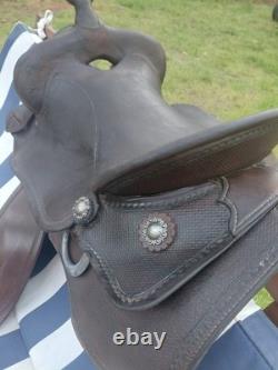Used western horse saddle leather 16