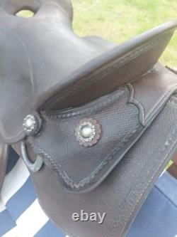 Used western horse saddle leather 16